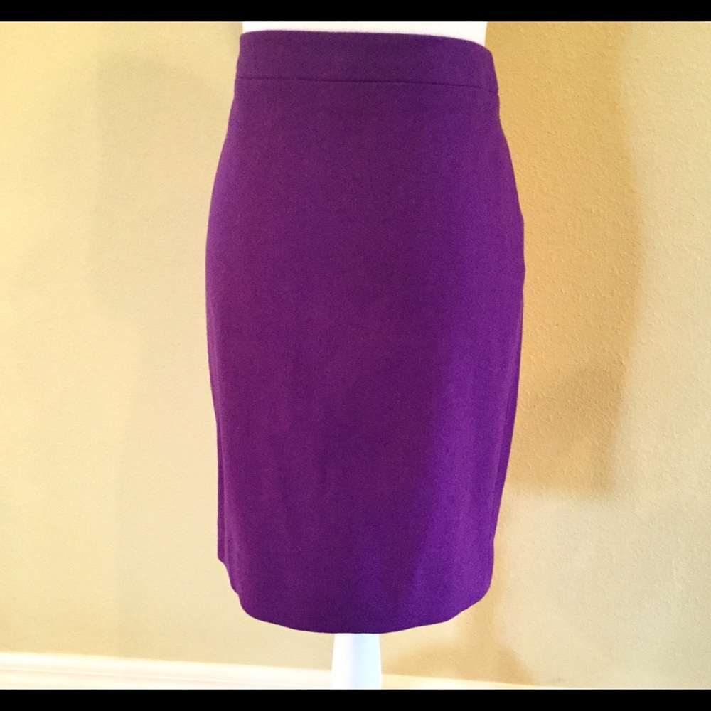 J. CREW PURPLE WOOL BLEND PENCIL SKIRT